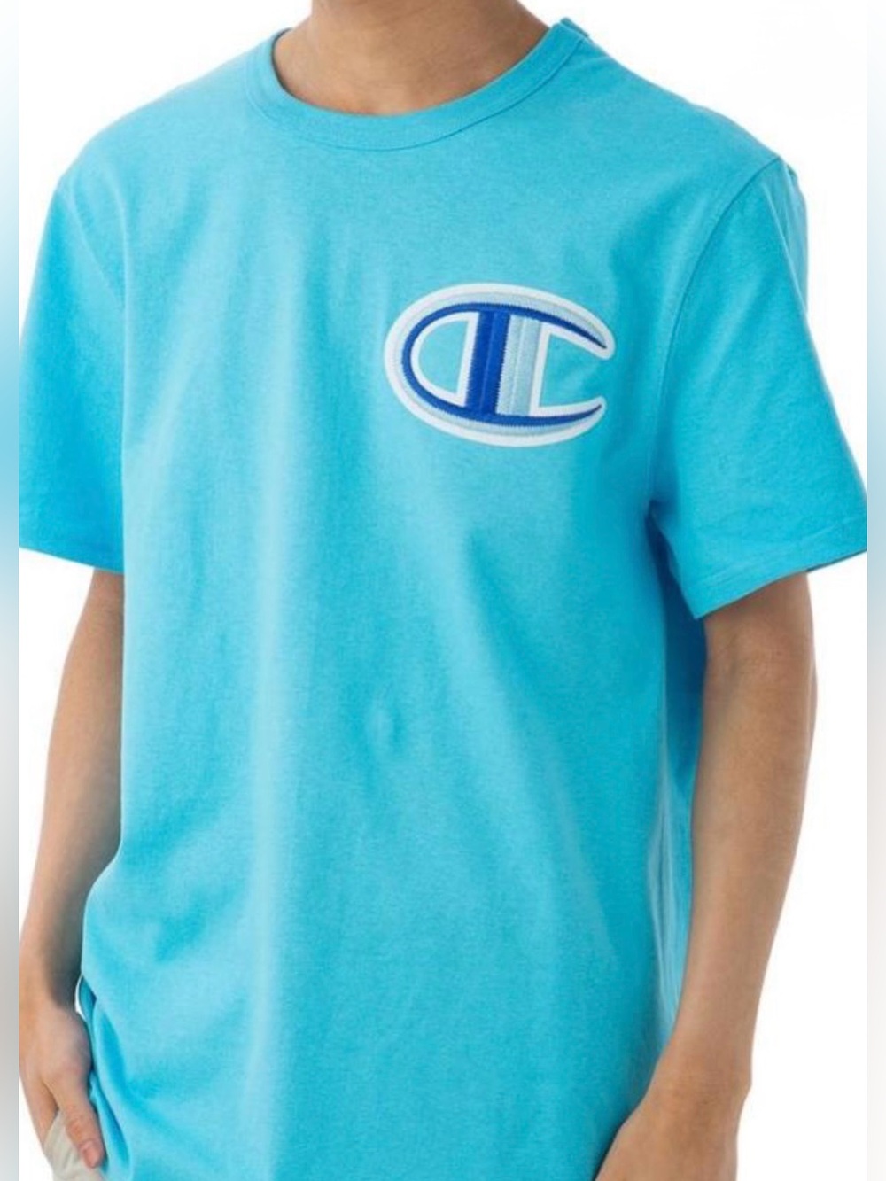 Champion brand Men's short sleeve Floss stich C light blue Heritage T-shirt